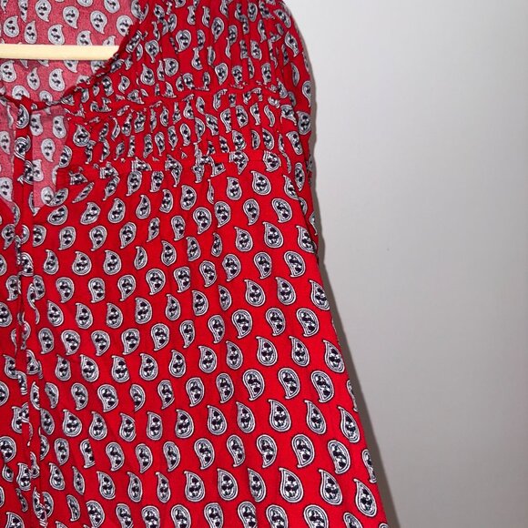 Loft Red & Black Paisley Patterned Womens Blouse Size M - Picture 6 of 7